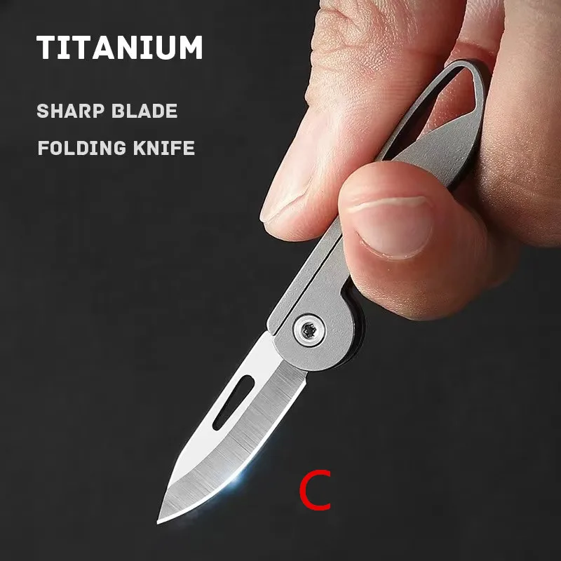 Titanium Alloy Sharp Folding Knife Titanium Mini Knife Gift Outdoor Camping Knife Edc Keychain Pendant Unpacking Express Opener