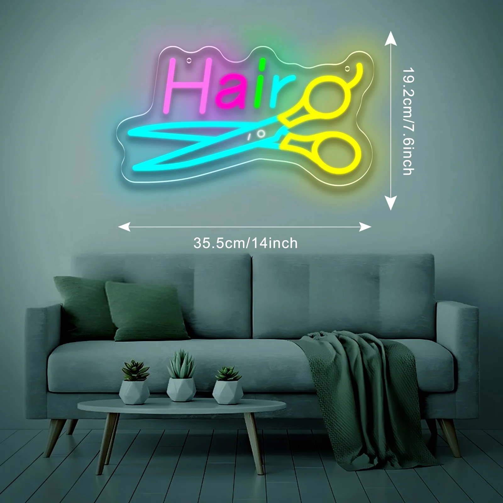 صالون الشعر LED النيون تسجيل مقص الحلاق ضوء النيون USB بالطاقة عكس الضوء لصالون الحلاقة صالون تجميل جدار ديكور افتتاح هدية