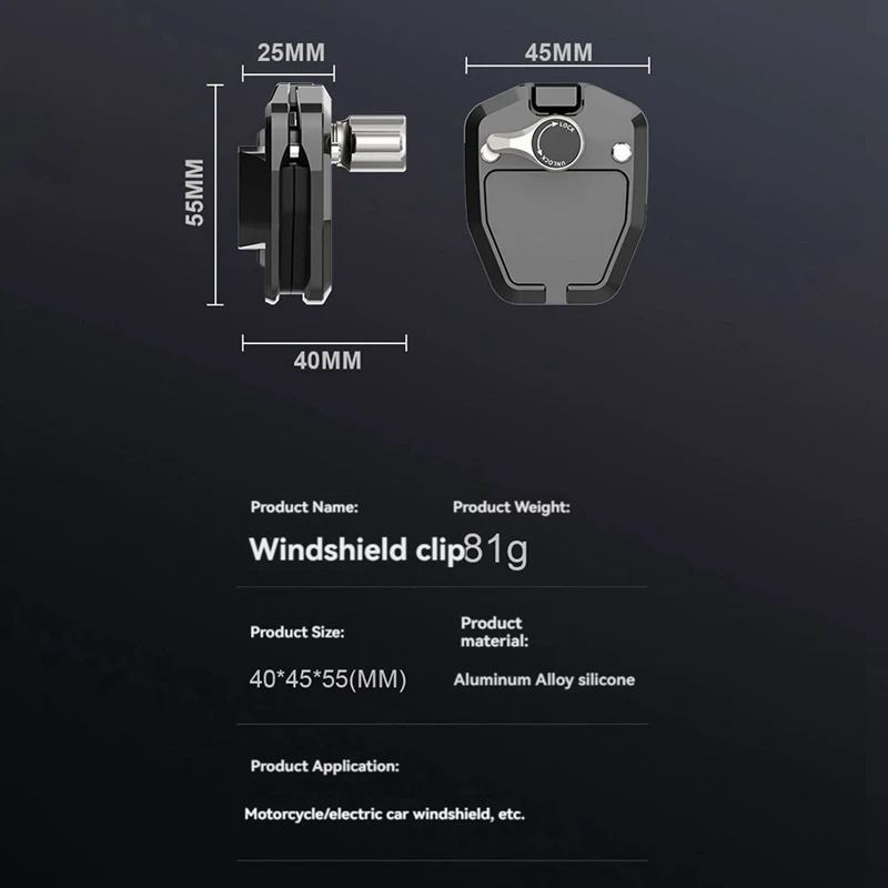 Klip kaca depan sepeda motor, dudukan paduan aluminium untuk Gopro Hero 12 Insta360 X3 Action 3 4 aksesori kamera