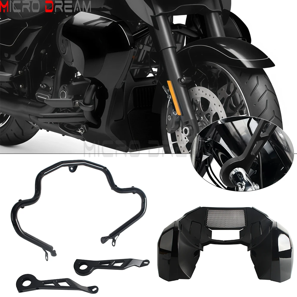 

Motorcycle Fairing Lowers Cover Engine Guard Crash Bar Frame Supports Bracket Kit For Harley Road Glide FLTRXSE FLTRX 2024-2026