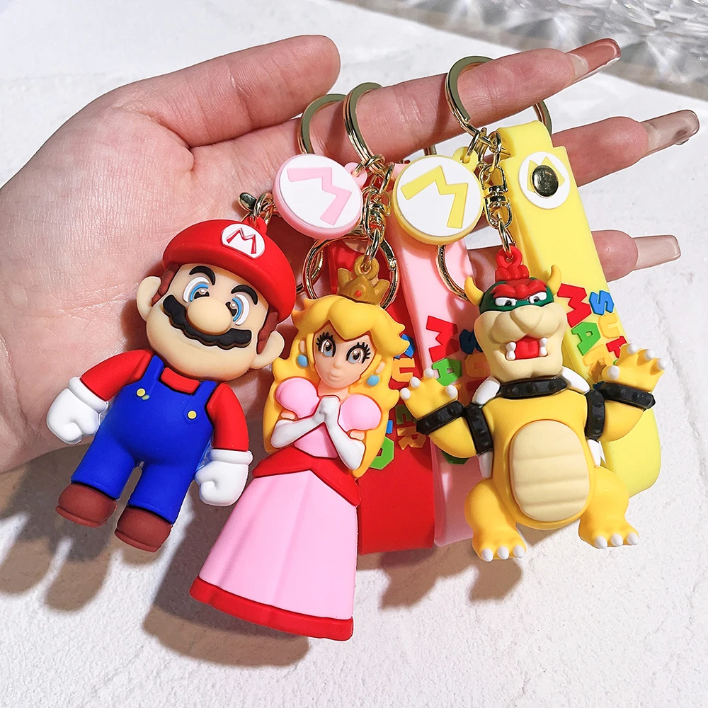 Super Mariod Keychain Mariod Bros Luigi Toad Yoshi Bowser Action Figure Model PVC Cartoon Bag Doll Pendant Toys Gift