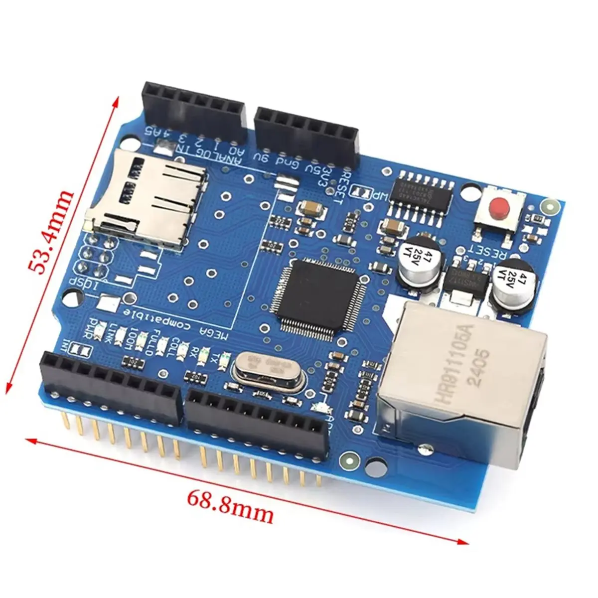 Y60A NEW-5Pcs for Arduino W5100 Ethernet Shield R3 & Mega 2560/1280 Network Development Board with R3 Compatibility