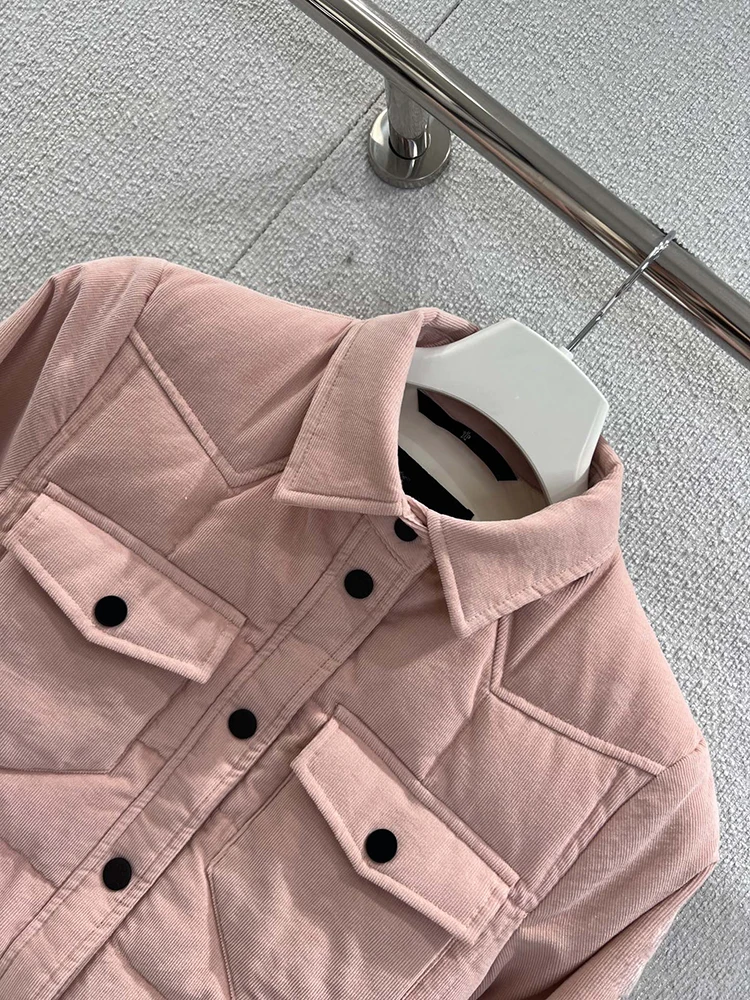 سترة شتوية بيضاء غير رسمية للنساء، سترة سميكة ذات صدر واحد فضفاضة