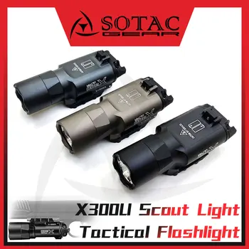 SOTAC 기어 사냥 손전등, 흰색 LED 야외 전술 손전등, 20mm 레일에 적합, X300U 라이트 