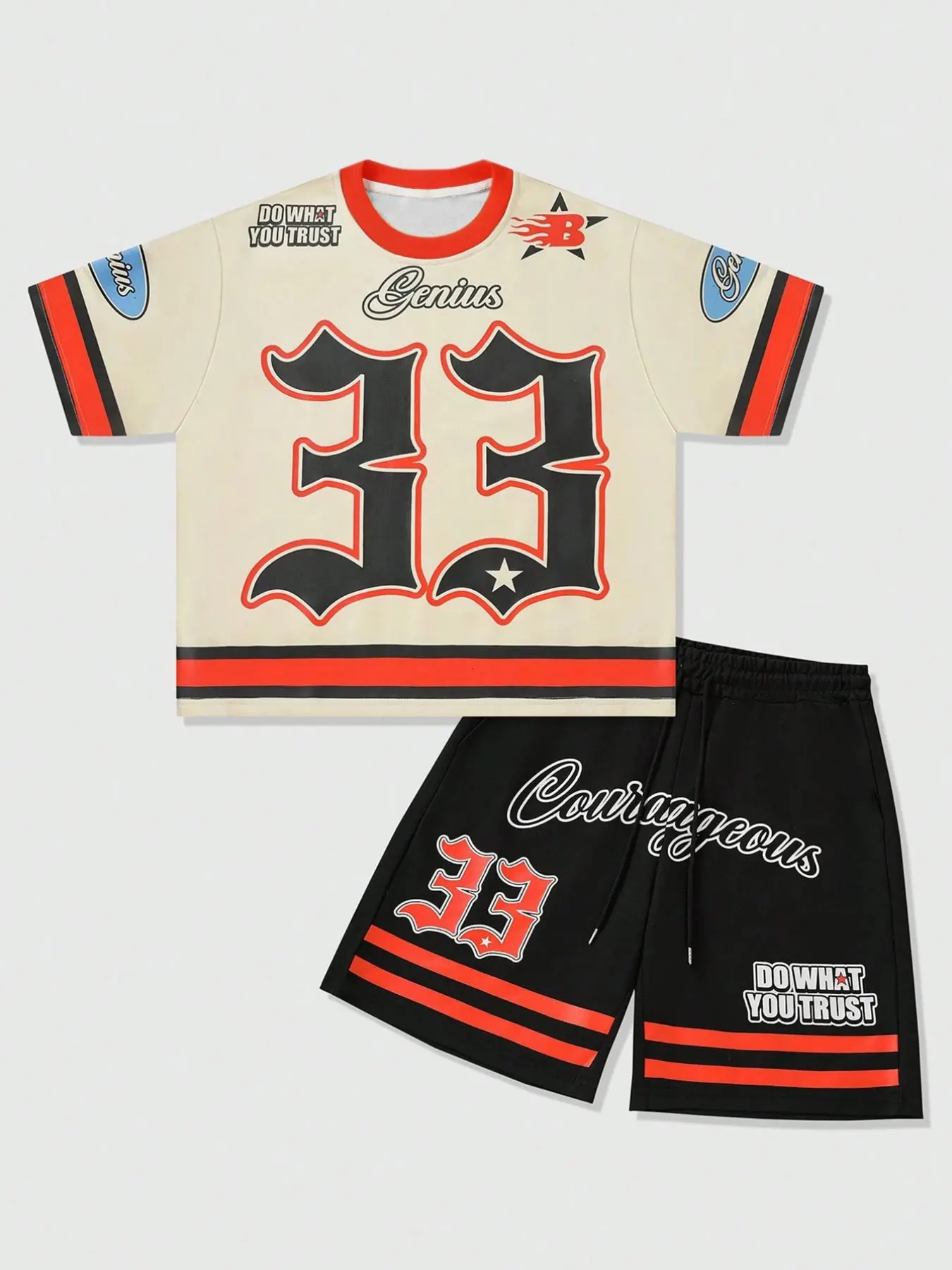 

Men 3D Pattern Sporty T-Shirt and Lightweight Quick Dry Shorts Everyday Lounge Set