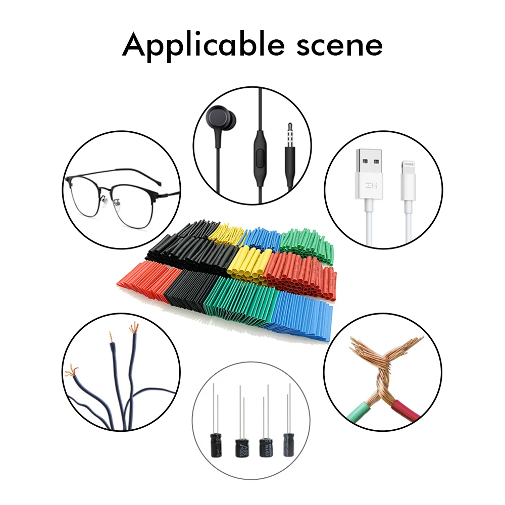 ZIShan 127-530pcsTube Thermoresistant Tubing Wrapping Kit Electrical Connection Wire Cable Insulation Sleeving Heat Shrink Tube