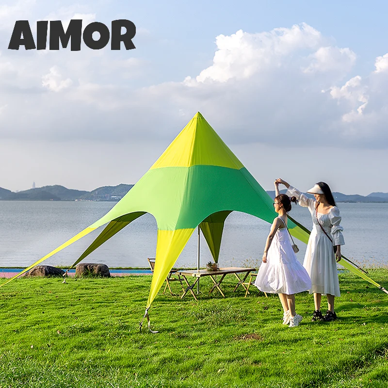 AIMOR Advertising Oxford fabric Hexagonal Awning Tent Convenient Outdoor Camping Courtyard SunProtection Party BBQ Parking