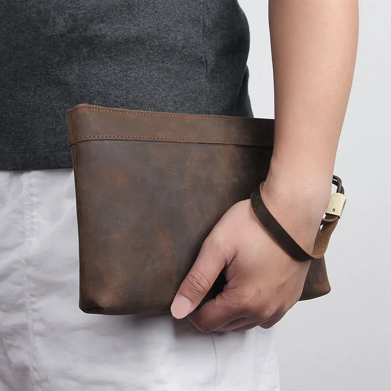 

Vintage Genuine Mad Leather Handbag for Men Large Capacity Business Casual Hold-in-hand Bag Soft Cotton Inner St...