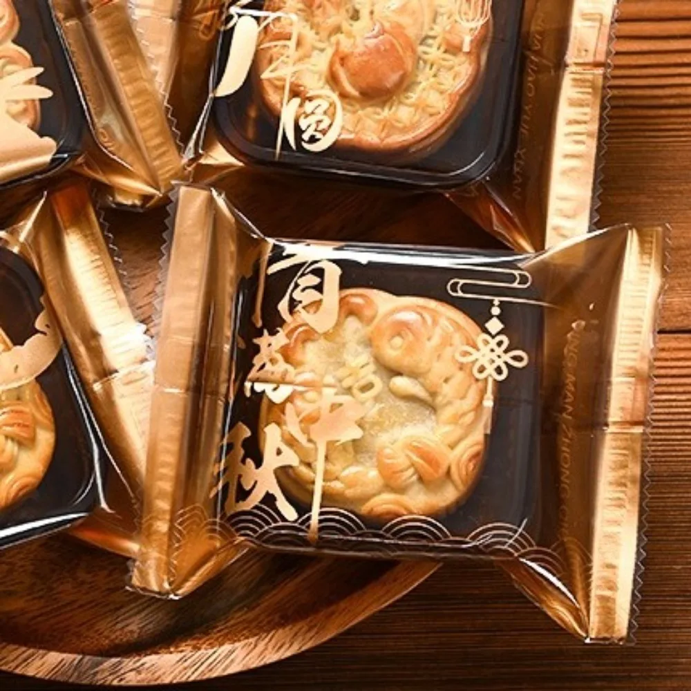 Bolsa de embalaje de pastel lunar de estilo chino, bolsa de embalaje de galletas de calidad alimentaria a prueba de humedad, bolsa de regalo hecha a mano de plástico, 100 Uds.