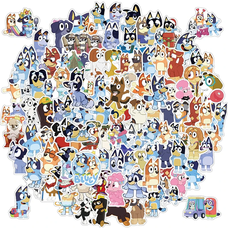 100sheets/Bag Bluey Bingo Family And Friends Anime Cartoon Creative Sticker Computer Luggage Notebook Children Toys Stickers