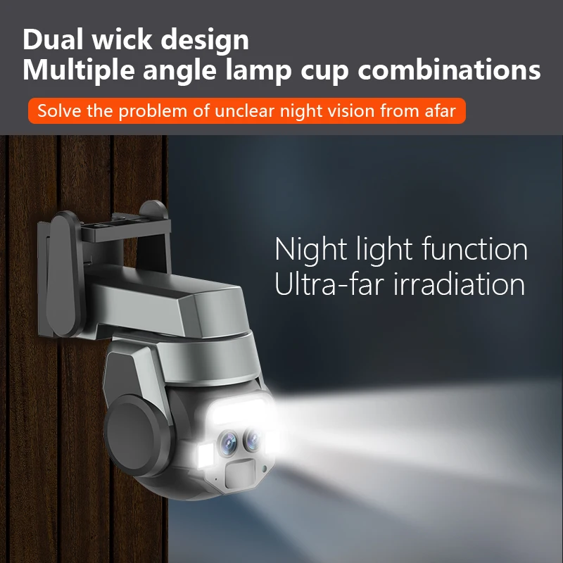 6MP PTZ WIFI IP Camera Audio CCTV Surveillance Dual Lens With Dual Screen Ai Human Detect Auto Tracking 10X Digital Zoom