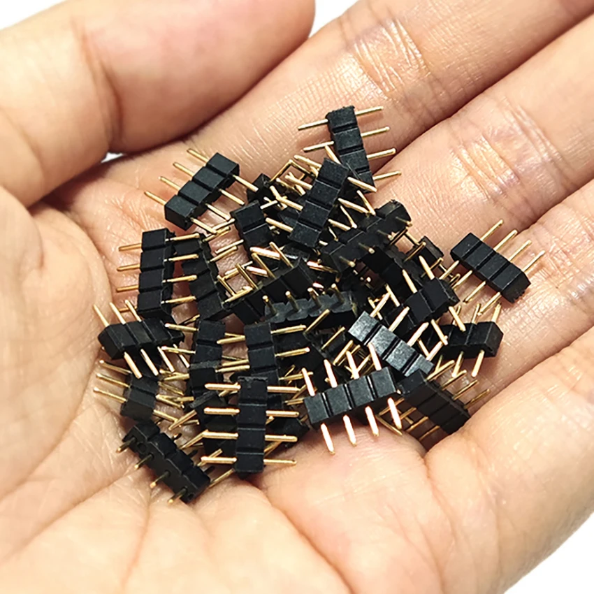 Solder Free Motherboard RGB Cable 1/3 1/4 3P4P RGB Double Row Male Connector For Computer Fan Cable Hub LED Strip Lamp 100pcs