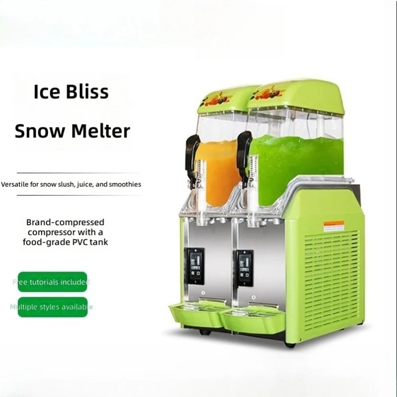 Dual‑Tank Commercial Slush Machine, Automatic Ice‑Slush Drink Maker for Cold Beverages