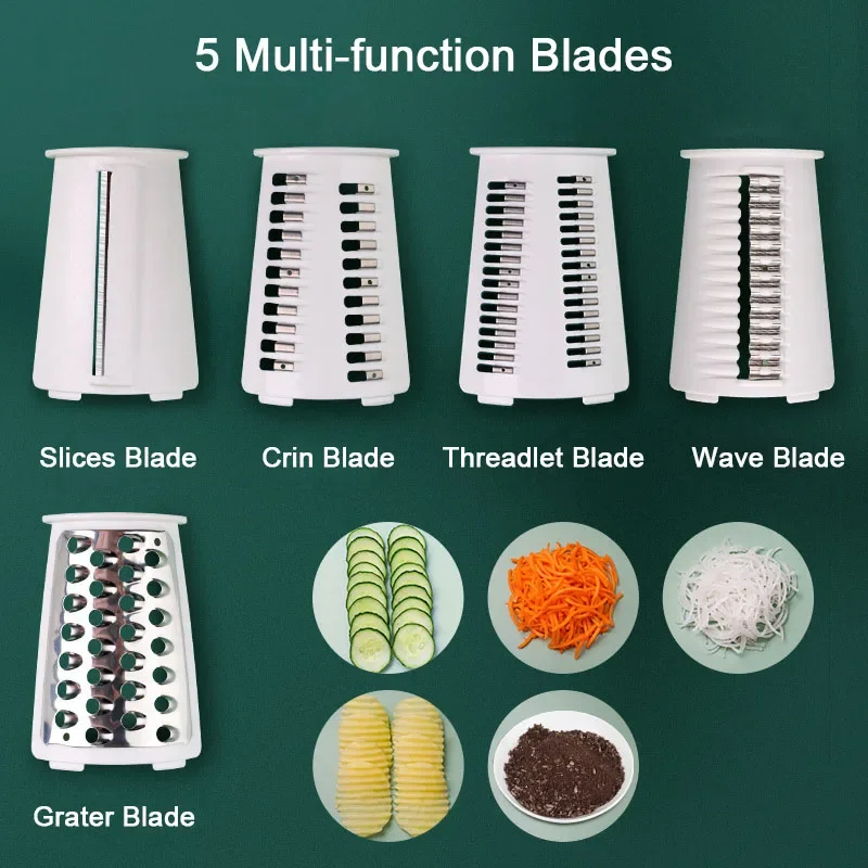 FirmHome Store5 In 1 Multifunctional Vegetable Cutter Cheese Grater Shredder Potato Chip Slicer Manual Kitchen Tools Mandoline F