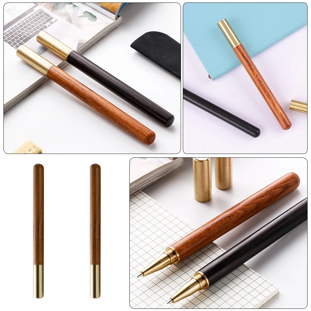 

2Pcs Blackwood Writing Pens Multi-Function Business Accessory Smooth Nib Experience Gel Pen Portable Writing Pen