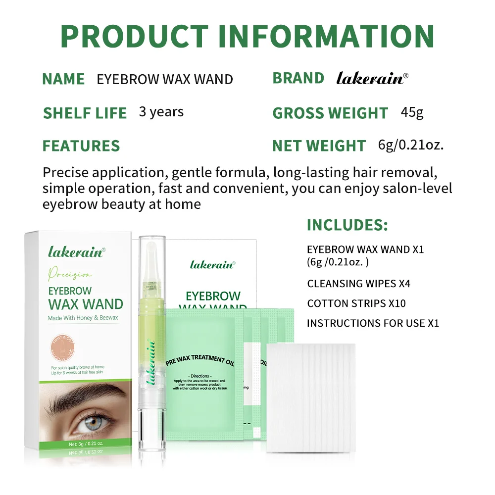 Lakerain sourcil épilation du visage crayon ensemble longue durée doux sourcil barbe épilation cire papier multi-usages cire papier