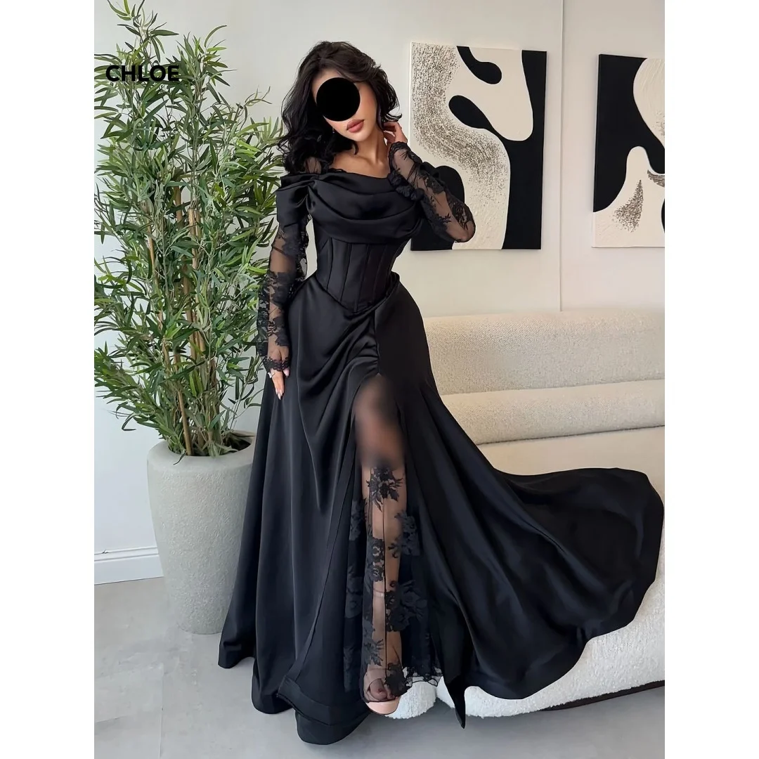 Abito da ballo leader quadrato Linea A Abiti da sera Donna Abiti da ballo di lusso eleganti 2025 Abito da ballo di lusso a maniche lunghe su misura