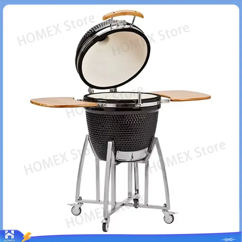 Modern Egg Shaped Charcoal BBQ Grill Ceramic Kamado Smoker Outdoor Garden Barbecue Portable Cooking Oven for Picnic Camping