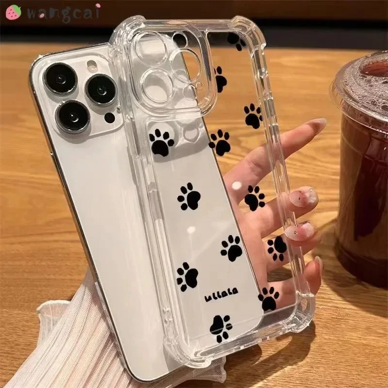 Cute Paw Print Case For Vivo Y11 Y12 Y15 Y17 Y85 V9 Y83 Y81 X21 UD Z1 Pro V17 Pro Nex 3 Y97 X30 Pro Anti-fall Clear Cover