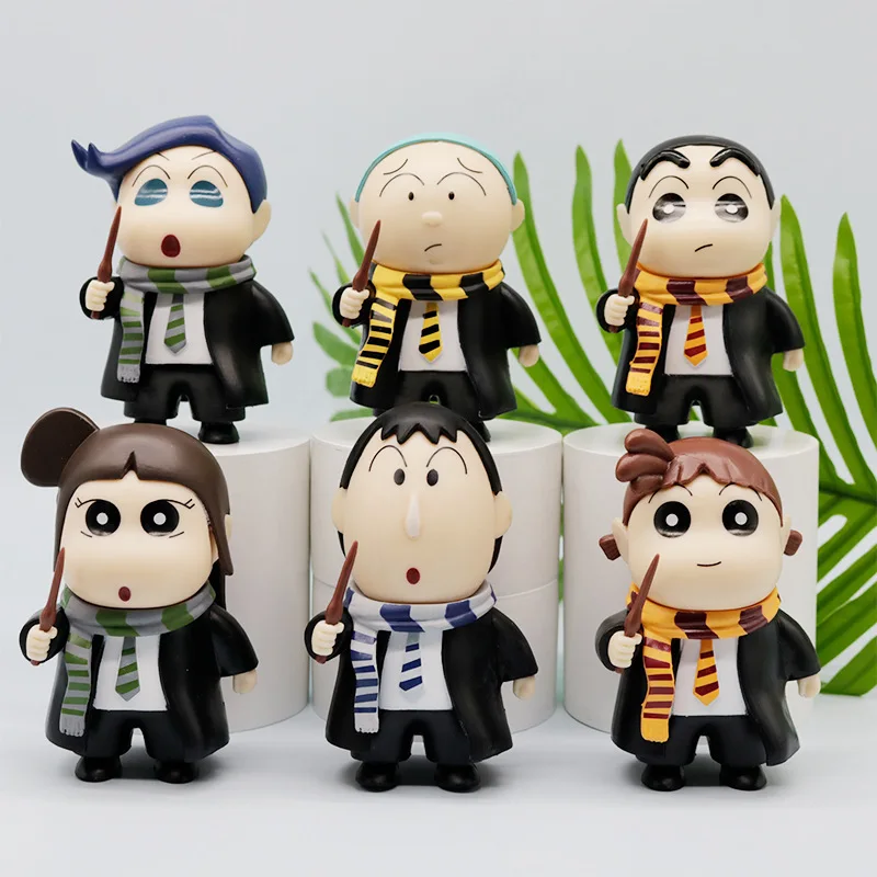 Anime Crayon Shin-chan cross-dress Harry James Potter Q version Standing posture Action Figure PVC Model Statue Desk Decor Toys