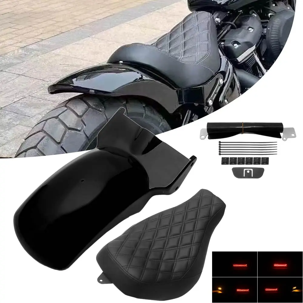 Rear Fender Mudguard & Solo Driver Seats Kits For Harley Softail Street Bob 114 Low Rider Slim Sports Glide Motorcycle Parts