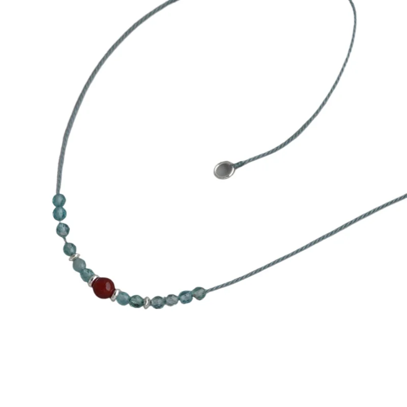 

Onyx beaded necklace women's new Chinese style retro simple white temperament collarbone chain