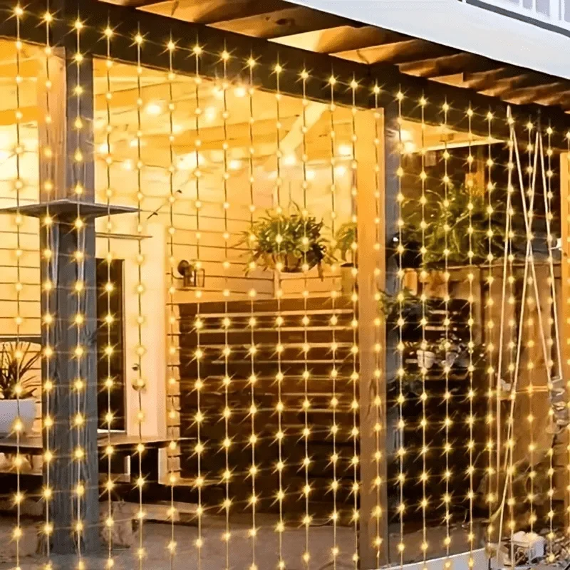 الشمسية الستار ضوء 100/200/300 LED في الهواء الطلق سلسلة ضوء الأسلاك النحاسية الجنية ضوء ل الزفاف شرفة فناء زينة عيد الميلاد #5