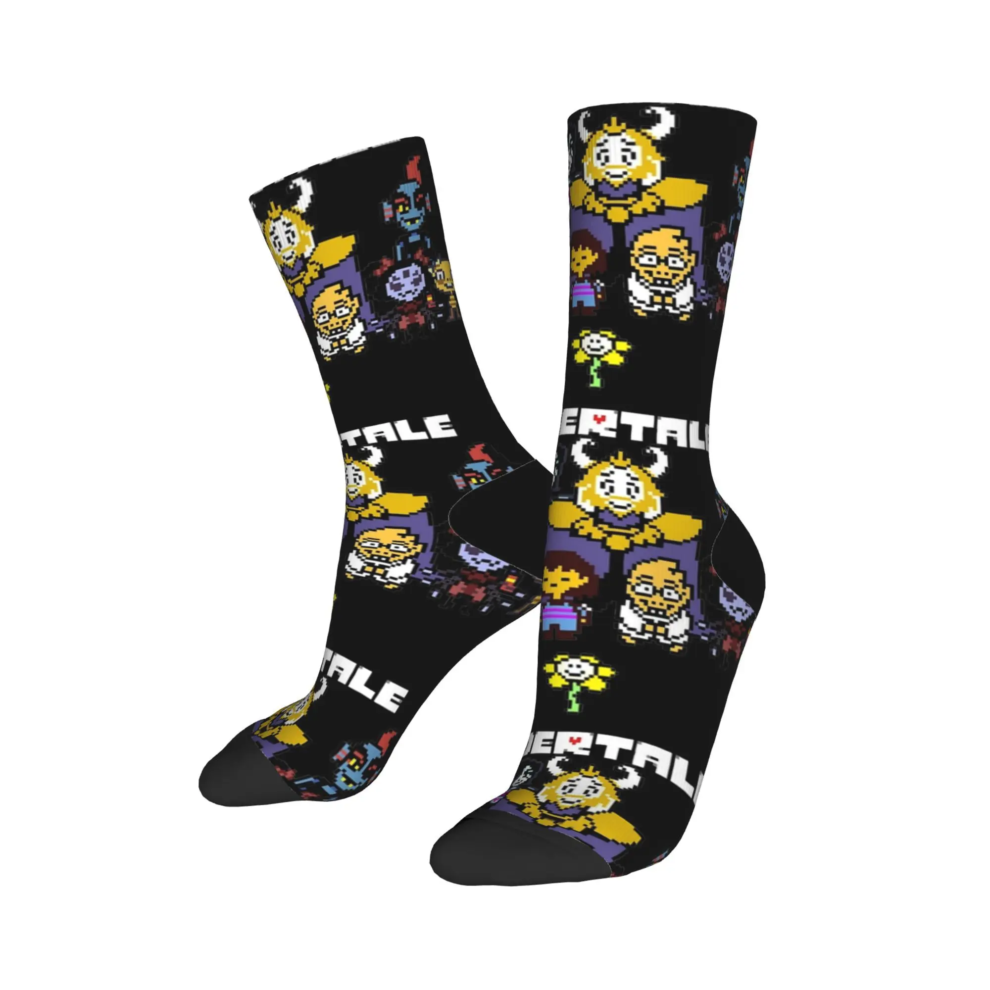 Autumn Winter Retro Unisex Undertale Video Game Socks Sans Papyrus Flowey Breathable Football Socks