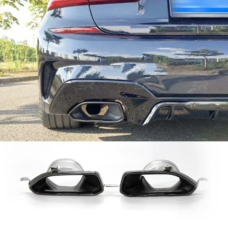 Square black stainless upgrade M340 car exhaust tips for BMW 3 series G20 G28 320 325 330