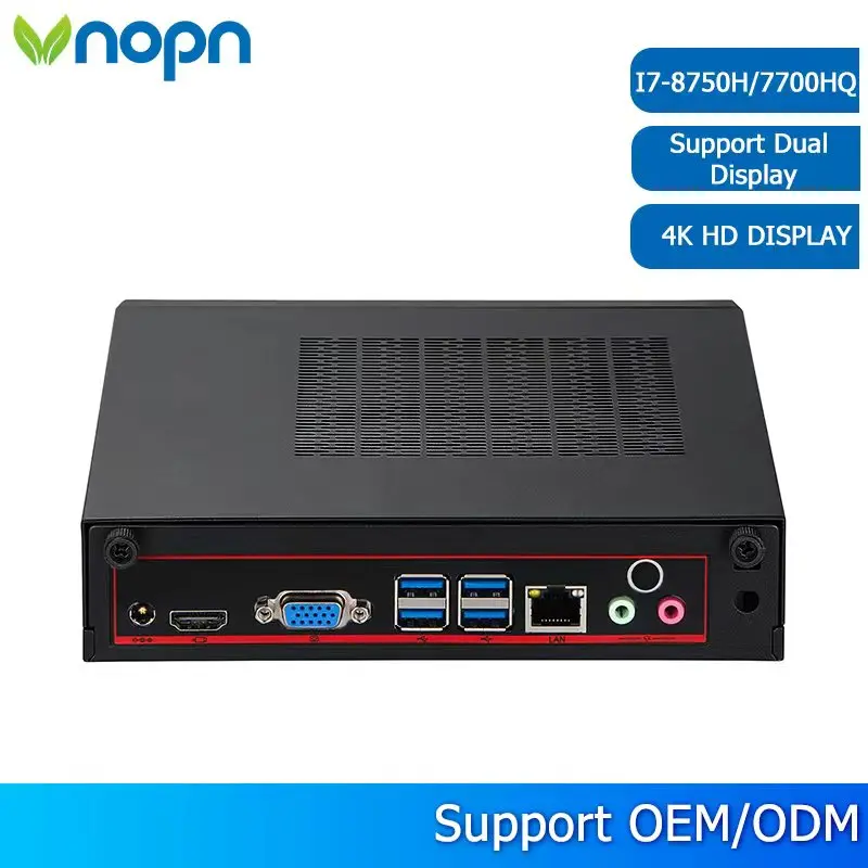 VNOPN رخيصة مكتب كمبيوتر صغير إنتل كور i7 8750H i7 7700HQ NUC 2 * M.2 NVME SSD Win10 HDMI VGA 4K HTPC تجميع لعبة كمبيوتر سطح المكتب