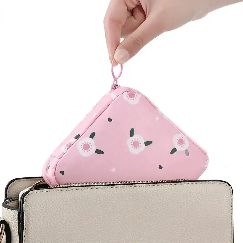 Bolsa de almacenamiento de tampones sanitarios para mujer, organizador impermeable portátil con patrón de dibujos animados