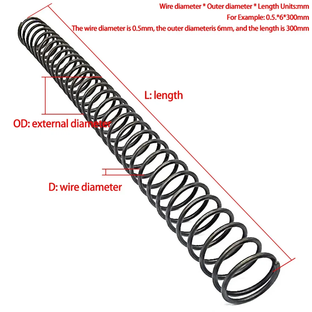 5Pcs 65Mn Spring Steel Compression Spring Extended Extra Long Pressure Springs Wire Diameter 0.3mm OD 2mm -6mm Length 100-300mm - Image 2