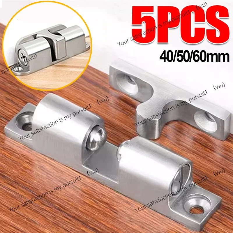 Double Ball Door Latch Spring Ball Lock for Furniture Cabinet Closet Door 40/50/60mm Adjustable Tension Latch Brass Door Buckle