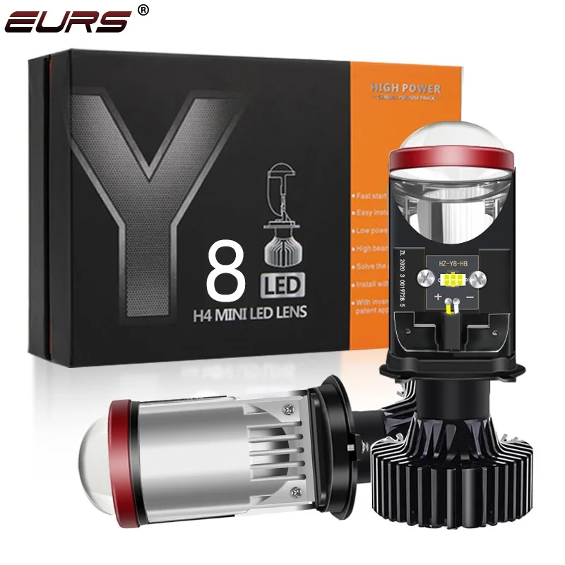 

EURS 2pcs H4 LED Projector Mini Lens Auto H4 LED Headlight Bulbs Kit Conversion High Low Beam Turbo Fan Car Light Lamp 12V 24V