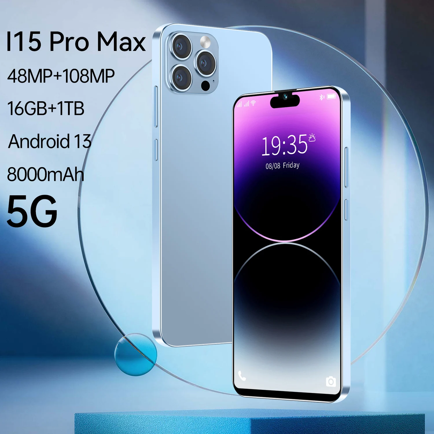 

I15 Pro Max 2025 New 7.3inch HD Global Edition Original Smart Dual Card 7800mAh Battery Facial Recognition Function