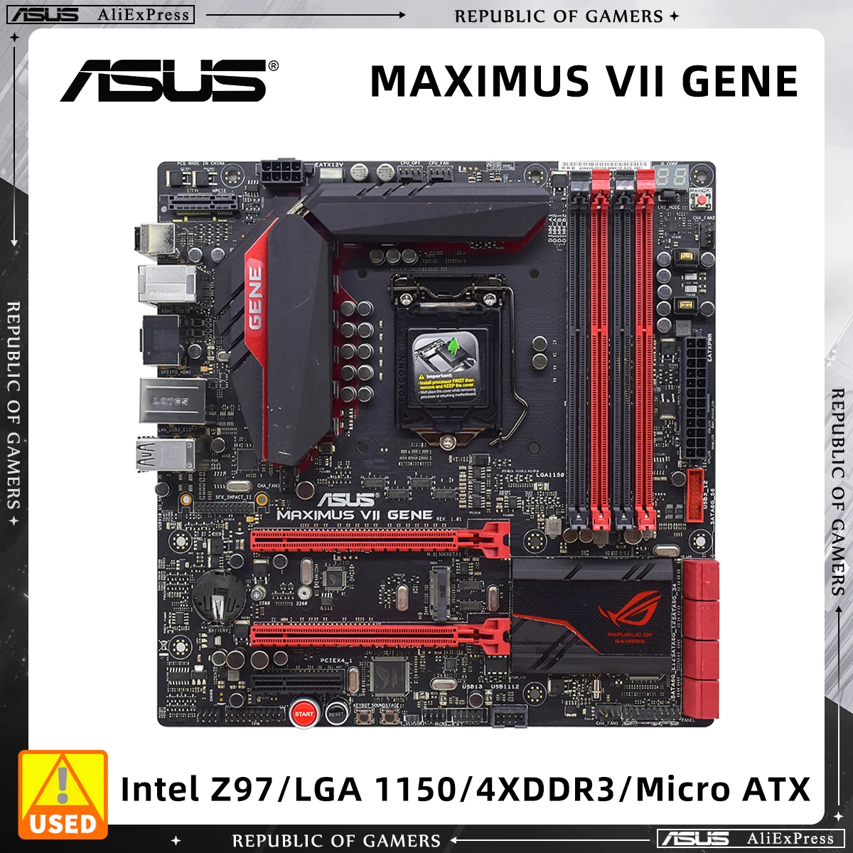 

Intel Motherboard ASUS MAXIMUS VII GENE With LGA 1150 Socket for 4th Gen Core i3 i5 i7 Processors mATX Supports 4 DDR3 RAM Slots