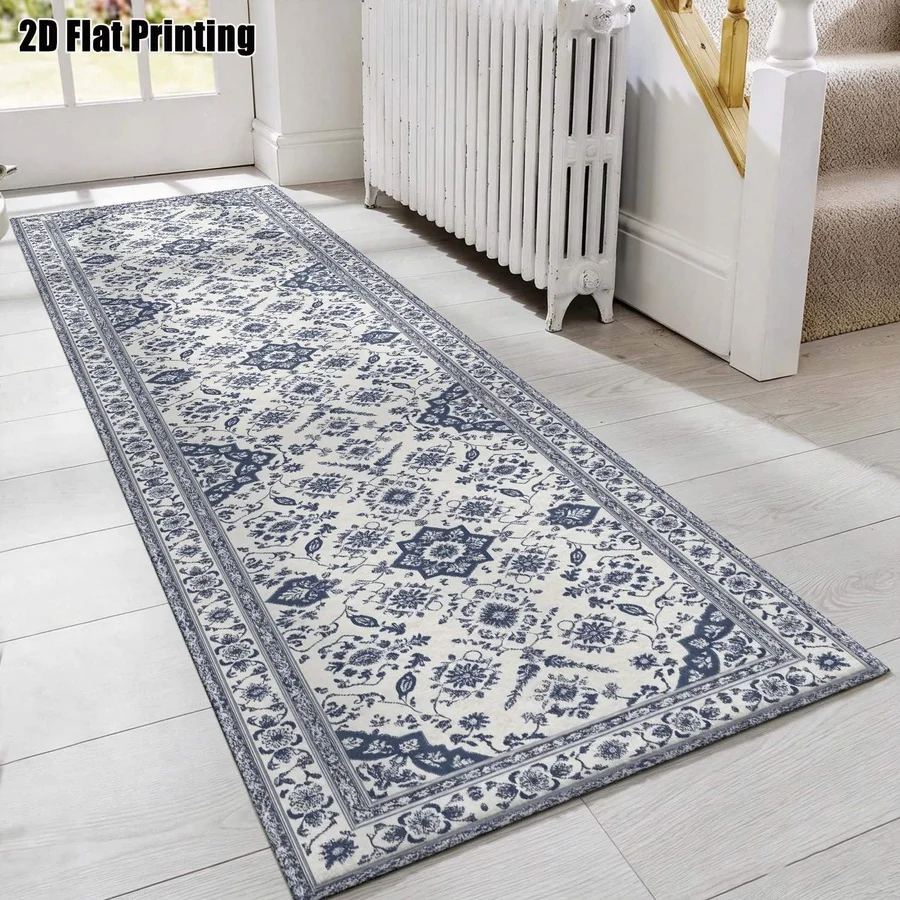 1Pc Bohemian Geometric Pattern Printed Long Carpet, American Retro Style Corridor Carpet, Suitable for Bedroom, Living Room, Entrance, Bathroom, Bedside, Warm Home Decoration