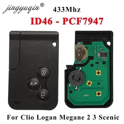 Smart Key Card for Renault Megane II Scenic II Grand Scenic 2003-2008 433mhz PCF7947 Chip ID46 3 Button Remote PCB Ultrasonic
