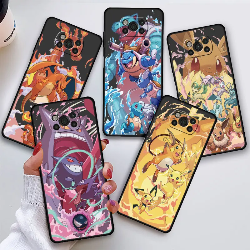 Phone Case For Xiaomi Mi Poco C40 F5 Pro X4 NFC C55 X3 GT M4 F3 C51 X4 X3NFC M5 Cover Silicone Capa Pokemon P-ikachu Cool Gengar