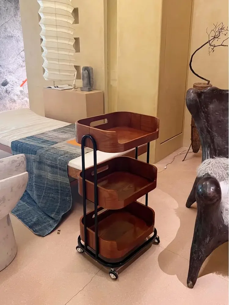 Carrito de madera maciza para salón de belleza, carrito para Spa, Club, gestión de la piel, arte de uñas, estante de almacenamiento para el cabello