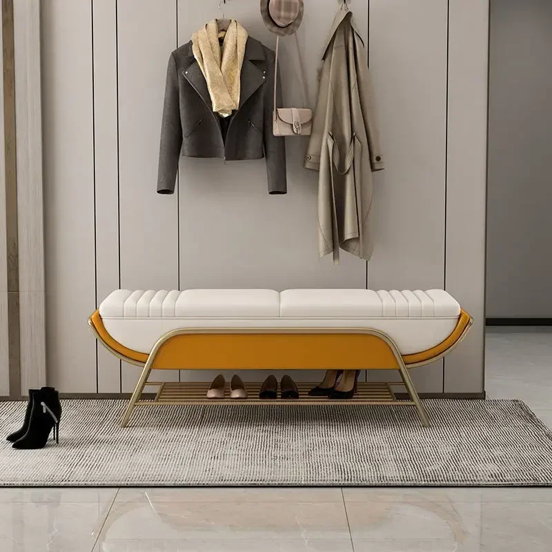 

Modern shoe changing stool, shoe rack, one door shoe chair, light color luxury bed end stool