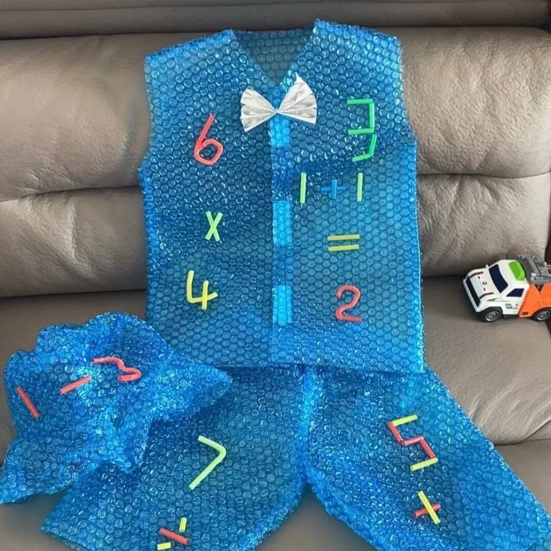 Costume fai-da-te ecologico Genitore Bambino Attività Vestito Numero Decorato Sfilata di moda Abbigliamento Prestazioni per l'asilo riciclato