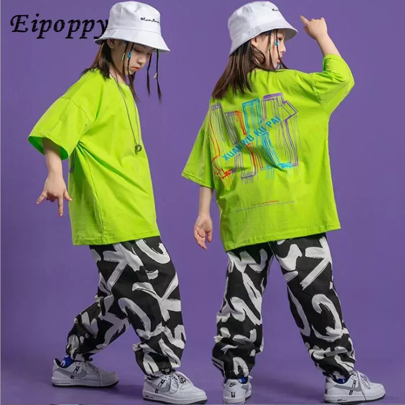 Outfits Loose Tshirt Jogger Pants Clothing Street Dancing Dress Suit Kids Modern Stage Wear