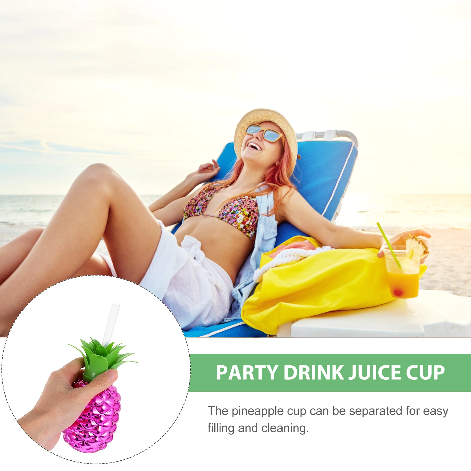 Tazas con forma de copa de piña, suministros hawaianos para fiestas, cubierta de plástico de coco Tropical, vasos con temática de frutas, tazas reutilizables, 2 uds.