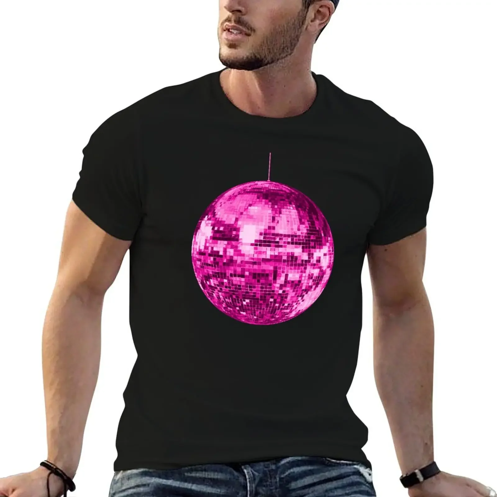 Pink Vintage Sparkling Disco Ball T-Shirt basketball graphic tees graphic tee shirt sweat mens vintage t shirts