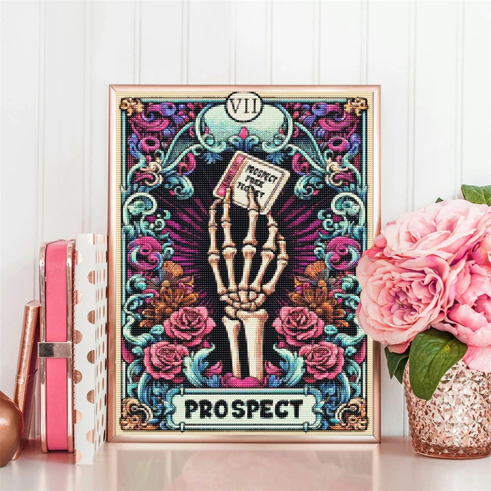 DIY Skull Art Diamond schilderij Tarot schedel vrouw mozaïek Cross Stitch Kit Strass puzzel inlay DIY cadeau decoratief schilderen