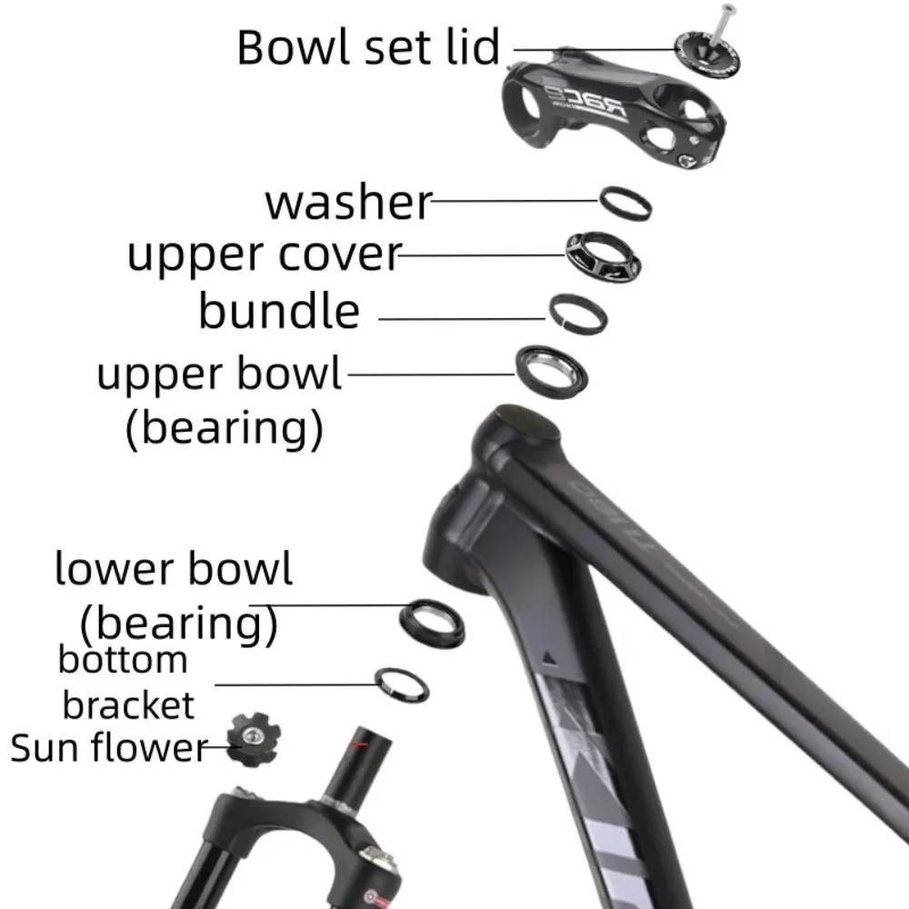 

Mountain bike ultra-light double peeling bowl set bearing straight tube front fork 44MM built-in peeling bicycle head bowl