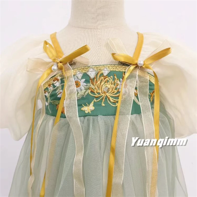 Girls\' Hanfu 2023 New Retro Chinese Style Summer Dress Sisters\'  Children\'s Ancient Clothing Baby Girl Princess Skirt 2-10Y