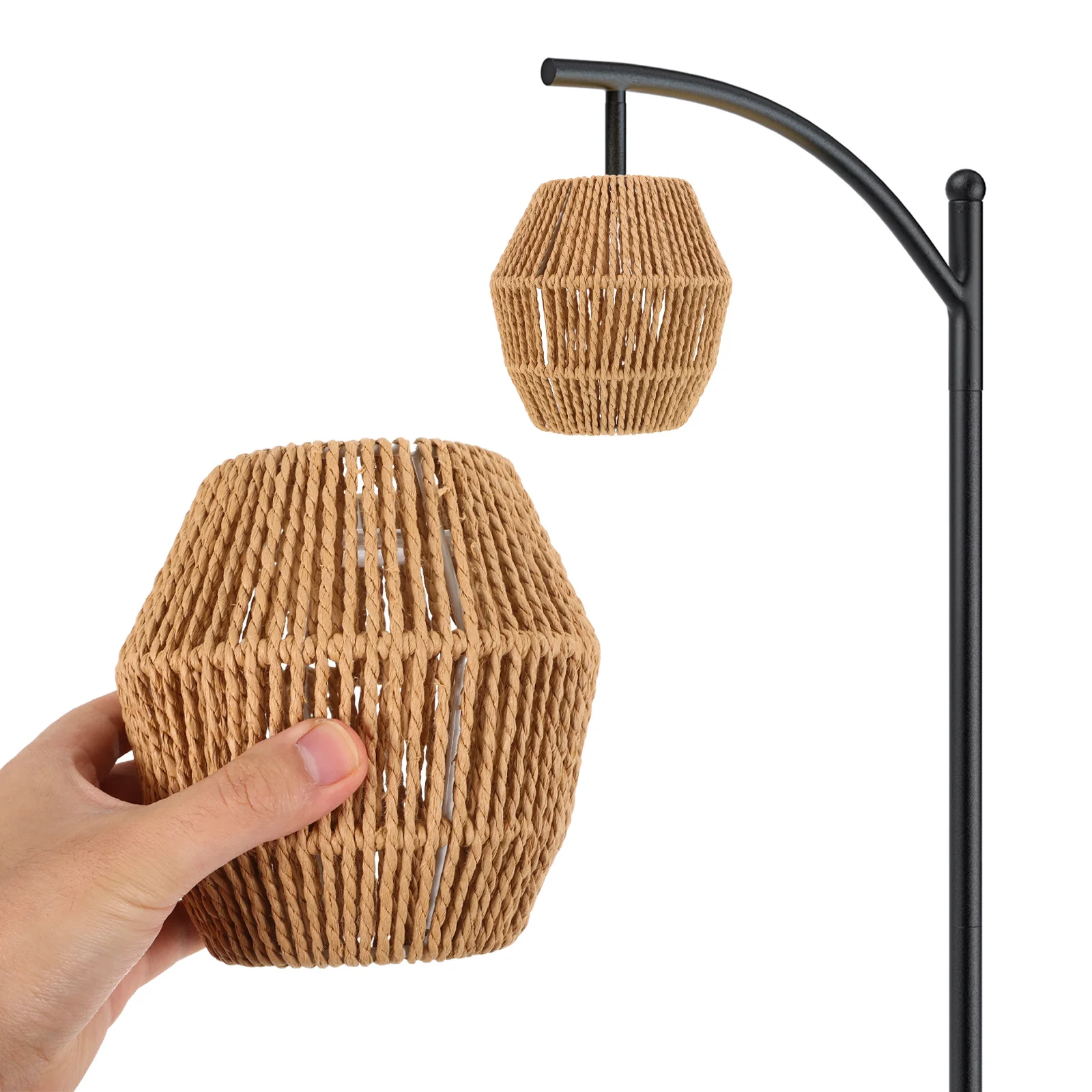 

Retro Paper Woven Lampshade Farmhouse Hanging Light Cover Vintage Ceiling Shade For Home Bar Hotel Restaurant Lighting