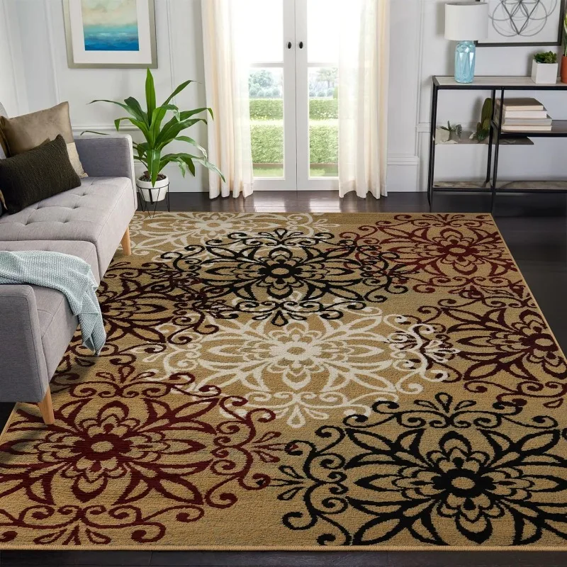 Alfombra de área interior con respaldo de yute, perfecta para entrada, oficina, sala de estar/comedor, dormitorio, cocina, suelo de madera dura, 8 pies x 10 pies